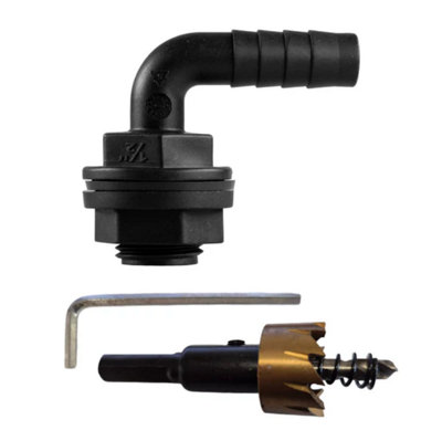 AP Supplies Tank Connector 90 Degree With Washer & Nut 1/2Bspm1/2 Barb And Drill Bit from B&Q