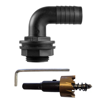 AP Supplies Tank Connector 90 Degree With Washer & Nut 1Bspm1 Barb And Drill Bit from B&Q