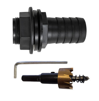 AP Supplies Tank Connector With Washer 3/4 Bspm & 1 Barb Outlet And Drill Bit from B&Q
