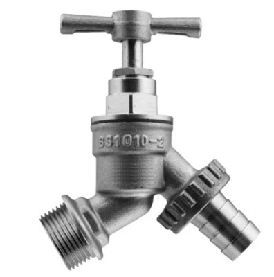 AP Supplies Garden Bib Tap Brass Nickle Plated 1/2 Bspm Inlet from B&Q