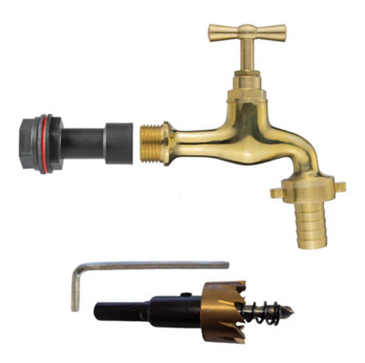 AP Supplies Water Butt Extension Kit 1/2 With 13mm Barbed Polished Brass Tap And Drill Bit from B&Q