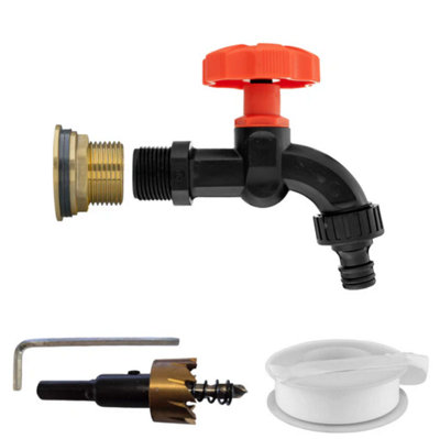 AP Supplies Water Butt Brass Kit 1 With Black Dial Tap And Drill Bit from B&Q