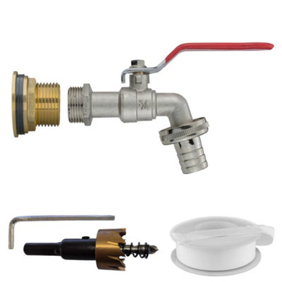 AP Supplies Water Butt Brass Kit 1 With Barbed Lever Tap And Drill Bit from B&Q