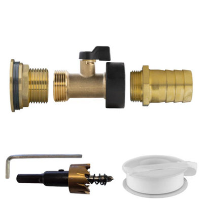 AP Supplies Water Butt Brass Kit 1 With Brass Valve + 25mm Barb And Drill Bit from B&Q