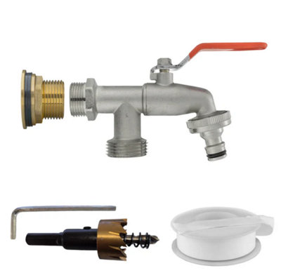 AP Supplies Water Butt Brass Kit 3/4 With Double Tap And Drill Bit from B&Q