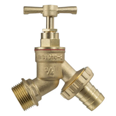AP Supplies Garden Bib Tap Brass 3/4 Bspm Inlet 3/4 Barb from B&Q
