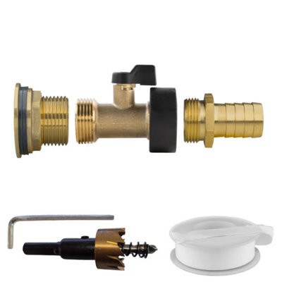 AP Supplies Water Butt Brass Kit 1 With Brass Valve + 19mm Barb And Drill Bit from B&Q