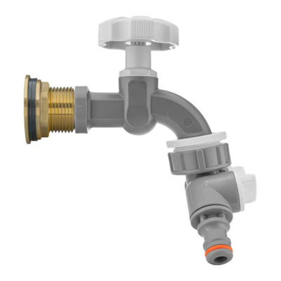 AP Supplies Water Butt Brass Kit 1 With Grey Dial Tap + Two-Way Splitter from B&Q