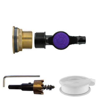 AP Supplies Water Butt Brass Kit 1 With 13mm Barb Irrigation Valve And Drill Bit from B&Q