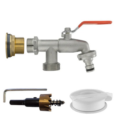 AP Supplies Water Butt Brass Kit 1 With Double Tap And Drill Bit from B&Q