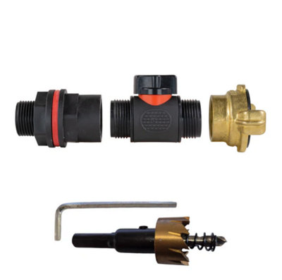 AP Supplies Water Butt Kit 3/4 With In-Line Valve + Geka And Drill Bit from B&Q