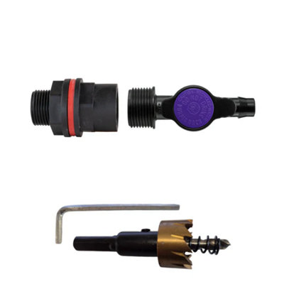 AP Supplies Water Butt Kit 3/4 With 13mm Barb Irrigation Valve And Drill Bit from B&Q