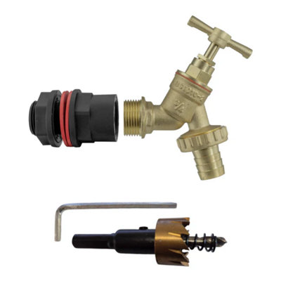 AP Supplies Water Butts Kit 3/4 With Brass Tap And Drill Bit from B&Q