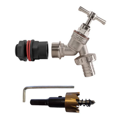 AP Supplies Water Butt Kit 3/4 With Nickel Plated Barbed Tap And Drill Bit from B&Q