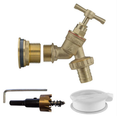 AP Supplies Water Butt Brass Kit 1 With Brass Barbed Tap And Drill Bit from B&Q