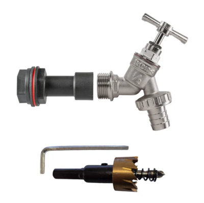 AP Supplies Water Butt Extension Kit 1/2 With Nickel Plated Barbed Tap And Drill Bit from B&Q