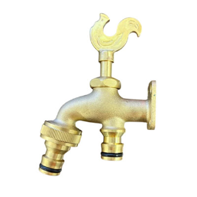 AP Supplies Brass Bib Tap With Quick Connect Inlet And Outlet Rooster Design from B&Q