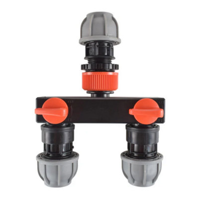 AP Supplies Tap Splitter With Valves And 20mm Mdpe Straight Inlet/outlet Kit from B&Q
