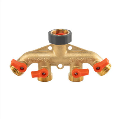 B&Q -  Four Way Tap Splitter Brass 3/4" Bsp