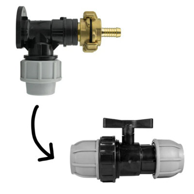 B&Q -  Wall Flange Kit 25mm Mdpe + 25mm Mdpe Valve + 13mm Barbed Geka Set