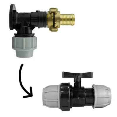 B&Q -  Wall Flange Kit 25mm Mdpe + 25mm Mdpe Valve + 25mm Barbed Geka Set