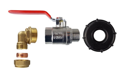 B&Q -  Ibc 2 S60X6 Cap With Bspm-F Lever Valve And Brass Compression Elbow 1 Bsp 28mm