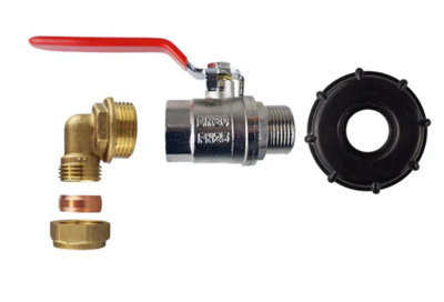 B&Q -  Ibc 2 S60X6 Cap With Bspm-F Lever Valve And Brass Compression Straight 1 Bsp 28mm
