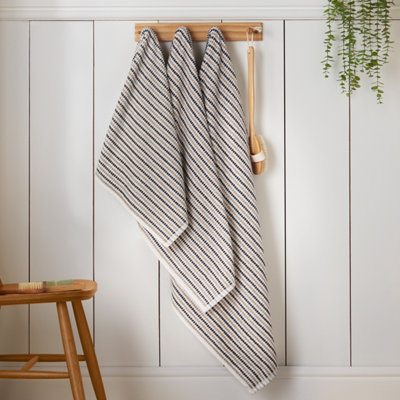 B&Q -  Rice Weave Stripe Cotton 50X90Cm Hand Towel Grey - Image 7