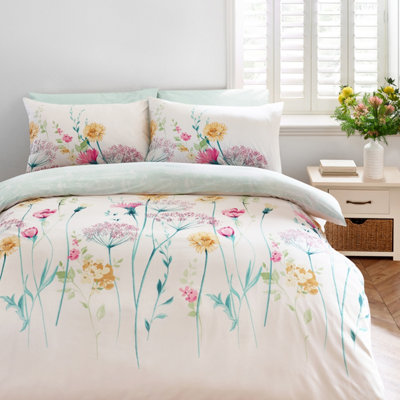 Catherine Lansfield Unisex Multicolor Meadowsweet Floral Duvet Cover Set | Size: Double - Image 11
