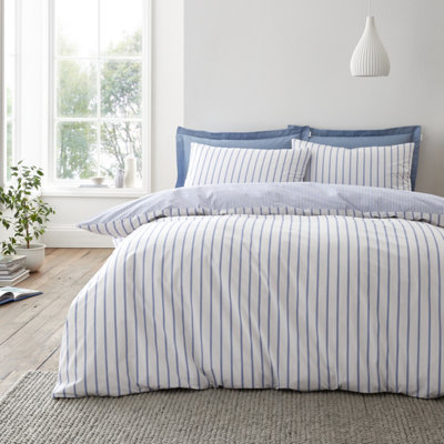 Bianca  Hampton Stripe Duvet Cover Set - Blue - Double - Image 7