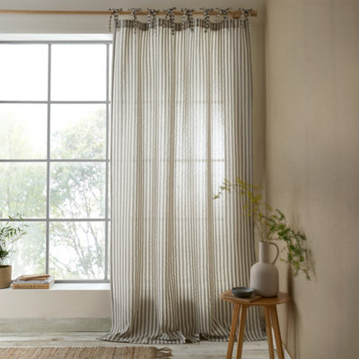 Pineapple Elephant Grey Zanzibar Woven Stripe 140X229cm Voile Curtain Panel B&Q