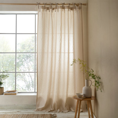 Pineapple Elephant Zanzibar Woven Stripe 140X229cm Voile Curtain Panel Natural B&Q