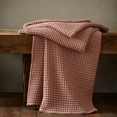 Pineapple Elephant Unisex Pink Jaipur Chunky Waffle Cotton Throw - Image 8