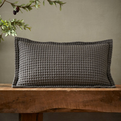 Pineapple Elephant Jaipur Chunky Waffle Cotton 30X50Cm Cushion Grey from B&Q