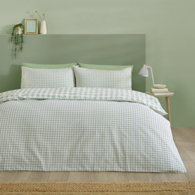 Catherine Lansfield Unisex Green Bamford Gingham Check Duvet Cover Set In | Size: Double - Image 15