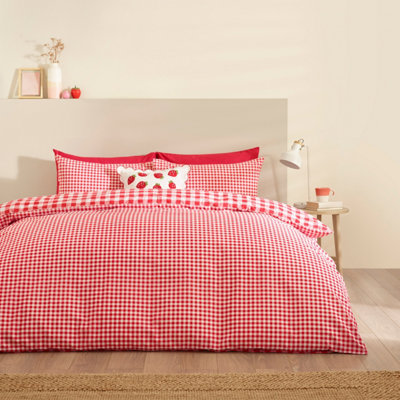 Catherine Lansfield Bamford Gingham Check Duvet Set Red - Image 13