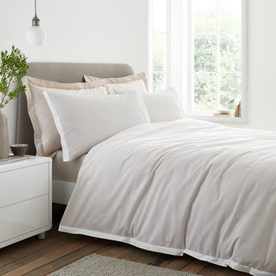 Bianca Seersucker Woven Stripe 180 Thread Count Cotton Single Duvet Cover Set With Pillowcase Natural from B&Q