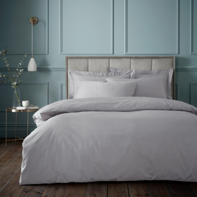 Bianca Silver/Grey 180 Thread Count Egyptian Cotton Duvet Cover Set - King - Image 7