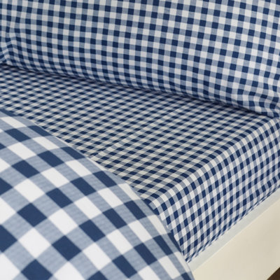 Catherine Lansfield 'Bamford Gingham Check' Fitted Sheet in Navy | Size: King - Image 13