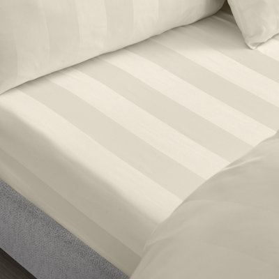 Julian Charles Cream Catherine Lansfield So Soft Satin Stripe Fitted Sheet - King Size - Image 10