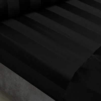 B&Q -  So Soft Satin Stripe Single Fitted Sheet Black - Image 10