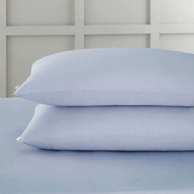 Rackhams Blue 400 Thread Count Cotton Sateen Standard Pillowcase Pair - Standard - Image 5