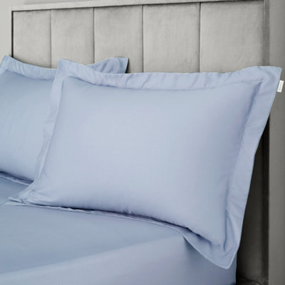 B&Q -  400 Thread Count Cotton Sateen Oxford Pillowcase Pair Blue - Image 5