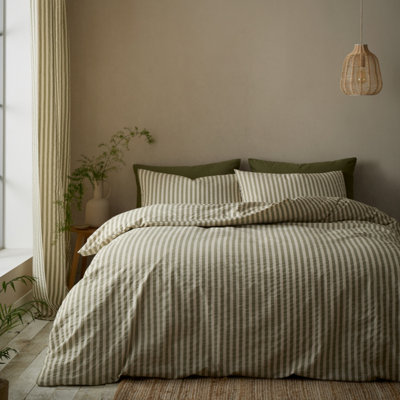 Pineapple Elephant Cotton Rich Woven Stripe Cotton Blend Striped Duvet Cover Set with Pillowcases - Image 8