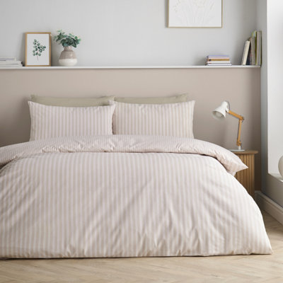Rackhams Epping Textured Stripe Reversible Duvet Cover Set Natural - Single - Natural - Image 10