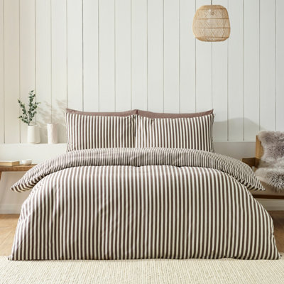 Catherine Lansfield Brown Chocolate Stripe Brushed Duvet Set - Single - Image 15