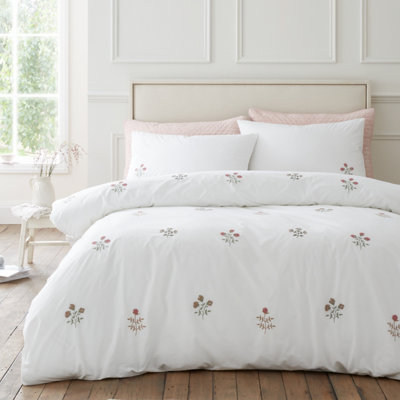 Adeline Floral Embroidered 200 Thread Count Cotton Duvet Cover Set - Image 9