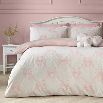 Rackhams Pink Pretty Bows Reversible Duvet Cover Set - Double - Image 11