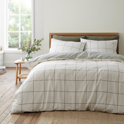 Rackhams Green Brushed Regal Check Cotton Reversible Duvet Cover Set - King - Image 9