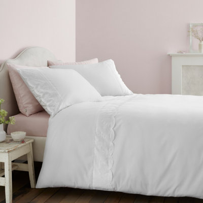 Rackhams White Elise Lace 200 Thread Count Cotton Duvet Cover Set - King - Image 5